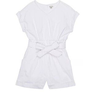 NORDSTROM Summer HABITUAL Girl Paper Bag White Romper Size 12 with pockets; NEW